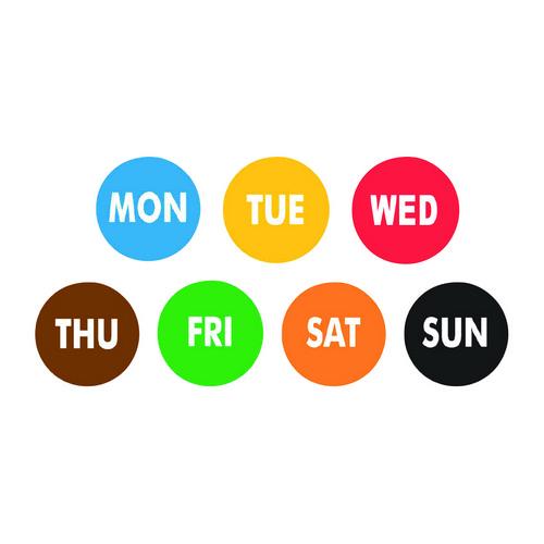 LABEL KIT DAY MONDAY TO SUNDAY ROUND 19MM REMOVABLE QCC