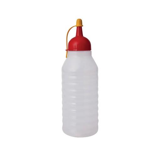 SAUCE / SQUEEZE BOTTLE PLASTIC CLEAR 500ML RED LID DÉCOR QCC Hospitality Supplies